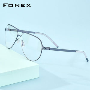 FONEX Alloy Glasses Frame Men 2023 Pilot Optical Myopia Prescription Eyeglasses Frame Full Korean Screwless Eyewear 991