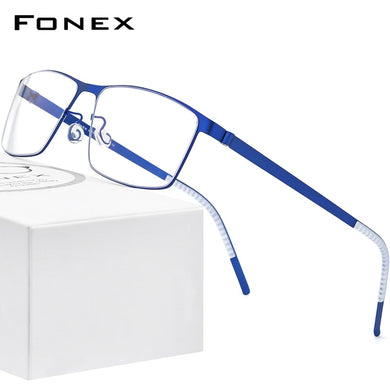 FONEX Alloy Glasses Frame Men Square Myopia Optical Prescription Eyeglasses Frames 2023 Male Korea Screwless Eyewear 997