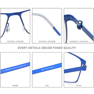 FONEX Alloy Glasses Frame Men Square Myopia Optical Prescription Eyeglasses Frames 2023 Male Korea Screwless Eyewear 997
