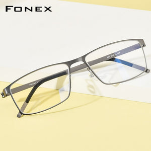 FONEX Alloy Glasses Frame Men Square Myopia Optical Prescription Eyeglasses Frames 2023 Male Korea Screwless Eyewear 997