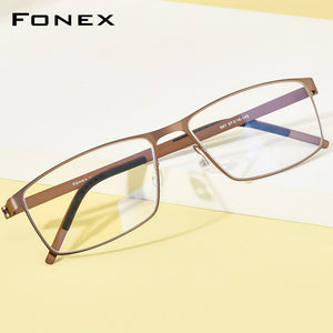 FONEX Alloy Glasses Frame Men Square Myopia Optical Prescription Eyeglasses Frames 2023 Male Korea Screwless Eyewear 997