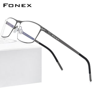 FONEX Alloy Glasses Frame Men Square Myopia Prescription Optical Eyeglasses 2023 Male Full Korean Screwless Eyewear 993