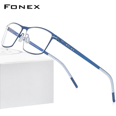 FONEX Alloy Glasses Frame Men Square Myopia Prescription Optical Eyeglasses 2023 Male Full Korean Screwless Eyewear 993