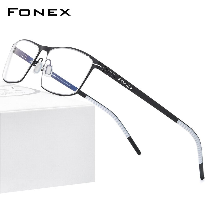 FONEX Alloy Glasses Frame Men Square Myopia Prescription Optical Eyeglasses 2023 Male Full Korean Screwless Eyewear 993