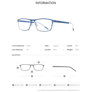 FONEX Alloy Glasses Frame Men Square Myopia Prescription Optical Eyeglasses 2023 Male Full Korean Screwless Eyewear 993
