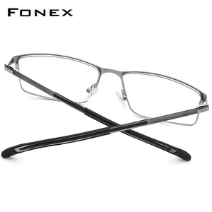 FONEX Alloy Glasses Frame Men Square Myopia Prescription Optical Eyeglasses 2023 Male Metal Full Korea Screwless Eyewear 998