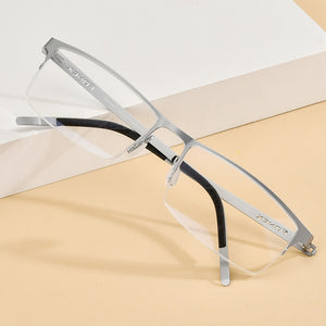 FONEX Alloy Glasses Frame Men Square Myopia Prescription Optical Eyeglasses 2023 Metal Half Korean Screwless Eyewear 992