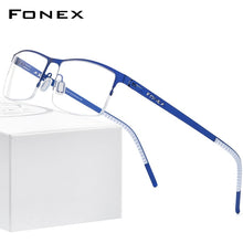 Carica l&#39;immagine nel visualizzatore di Gallery, FONEX Alloy Glasses Frame Men Square Myopia Prescription Optical Eyeglasses 2023 Metal Half Korean Screwless Eyewear 992