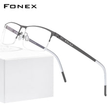 Carica l&#39;immagine nel visualizzatore di Gallery, FONEX Alloy Glasses Frame Men Square Myopia Prescription Optical Eyeglasses 2023 Metal Half Korean Screwless Eyewear 992