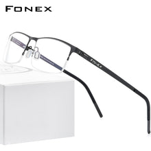 Carica l&#39;immagine nel visualizzatore di Gallery, FONEX Alloy Glasses Frame Men Square Myopia Prescription Optical Eyeglasses 2023 Metal Half Korean Screwless Eyewear 992