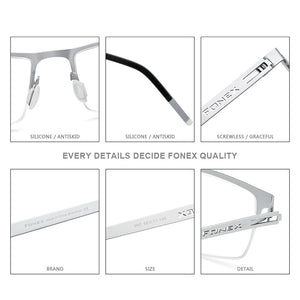 FONEX Alloy Glasses Frame Men Square Myopia Prescription Optical Eyeglasses 2023 Metal Half Korean Screwless Eyewear 992