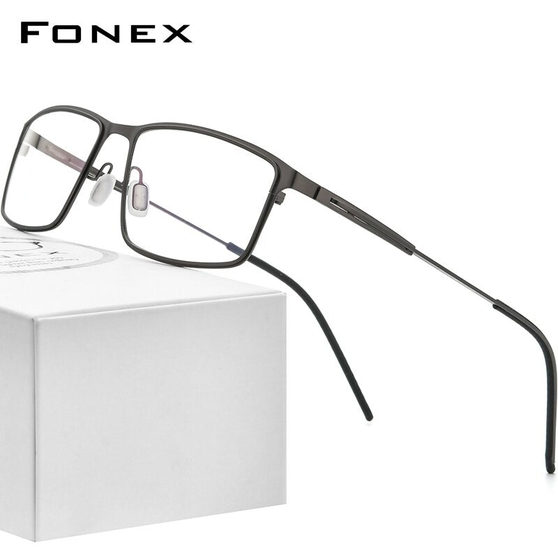 FONEX Alloy Glasses Frame Men Square Myopia Prescription Optical Eyeglasses 2023 Male Full Korean Screwless Eyewear F1022