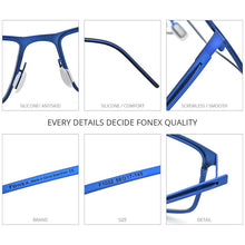 Carica l&#39;immagine nel visualizzatore di Gallery, FONEX Alloy Glasses Frame Men Square Myopia Prescription Optical Eyeglasses 2023 Male Full Korean Screwless Eyewear F1022