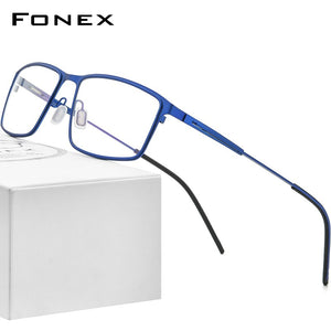 FONEX Alloy Glasses Frame Men Square Myopia Prescription Optical Eyeglasses 2023 Male Full Korean Screwless Eyewear F1022