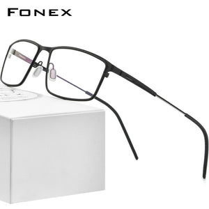 FONEX Alloy Glasses Frame Men Square Myopia Prescription Optical Eyeglasses 2023 Male Full Korean Screwless Eyewear F1022