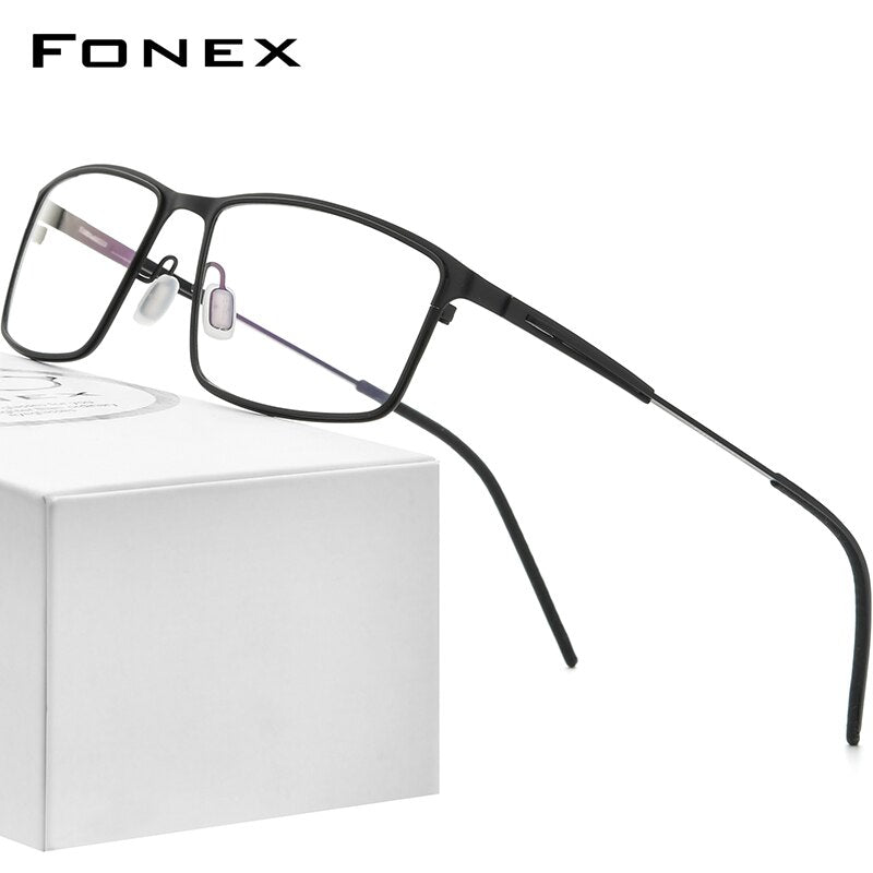 FONEX Alloy Glasses Frame Men Square Myopia Prescription Optical Eyeglasses 2023 Male Full Korean Screwless Eyewear F1022
