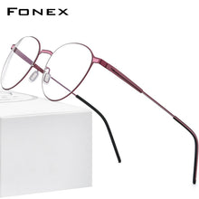 Load image into Gallery viewer, FONEX Alloy Glasses Frame Women Round Myopia Prescription Optical Eyeglasses Men 2023 Metal Full Korean Screwless Eyewear F1014