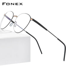 Load image into Gallery viewer, FONEX Alloy Glasses Frame Women Round Myopia Prescription Optical Eyeglasses Men 2023 Metal Full Korean Screwless Eyewear F1014