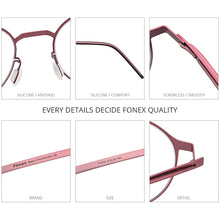 Load image into Gallery viewer, FONEX Alloy Glasses Frame Women Round Myopia Prescription Optical Eyeglasses Men 2023 Metal Full Korean Screwless Eyewear F1014
