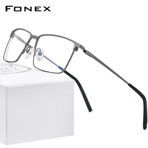 FONEX Alloy Optical Glasses Frame Men Prescription Square Myopia Eyeglasses 2023 Male Metal Full Screwless Eyewear 999