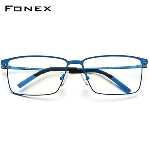 FONEX Alloy Optical Glasses Frame Men Prescription Square Myopia Eyeglasses 2023 Male Metal Full Screwless Eyewear 999