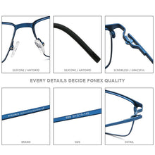 Carica l&#39;immagine nel visualizzatore di Gallery, FONEX Alloy Optical Glasses Frame Men Prescription Square Myopia Eyeglasses 2023 Male Metal Full Screwless Eyewear 999