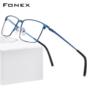 FONEX Alloy Optical Glasses Frame Men Prescription Square Myopia Eyeglasses 2023 Male Metal Full Screwless Eyewear 999
