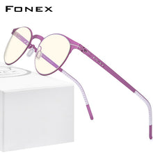 Load image into Gallery viewer, FONEX Anti Blue Light Blocking Glasses Women 2023 Round UV Rays Filter Computer Gaming Screwless Eyeglasses Eyewear FAB014