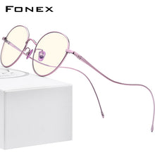 Carica l'immagine nel visualizzatore di Gallery, FONEX Anti Blue Light Blocking Glasses Women 2023 Vintage Round Antiblue Rays Computer Pure Titanium Eyeglasses Men FAB017