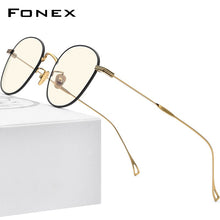 Carica l'immagine nel visualizzatore di Gallery, FONEX Anti Luce Blu Blocco Occhiali Donne 2023 Vintage Rotonda Antiblu Raggi UV Computer Gaming Occhiali Da Vista In Titanio Uomini 8554AB 