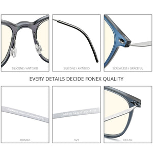 FONEX Anti Blue Light Blocking Glasses Women Antiblue UV Protection Computer Eyeglasses Men FAB010 (Nylon Frame B Titanium Arm)
