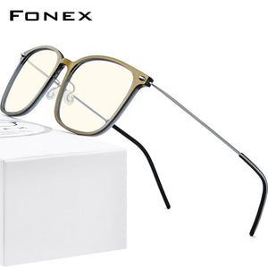 FONEX Anti Blue Light Blocking Glasses Women Antiblue UV Protection Computer Eyeglasses Men FAB010 (Nylon Frame B Titanium Arm)