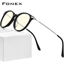 Carica l'immagine nel visualizzatore di Gallery, FONEX Anti Luce Blu Occhiali Da Uomo Titanio Acetato Occhiali Da Vista Rotondi Retro Antiblu Occhiali Da Gioco Per Computer per Le Donne F85670 