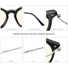 Carica l'immagine nel visualizzatore di Gallery, FONEX Anti Luce Blu Occhiali Da Uomo Titanio Acetato Occhiali Da Vista Rotondi Retro Antiblu Occhiali Da Gioco Per Computer per Le Donne F85670 