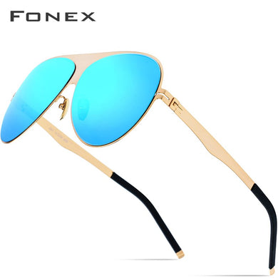 FONEX Aviation Polarized Sunglasses Men 2023  Brand Designer Big Oversize Screwless Eyewear Sun Glasses for Men 856