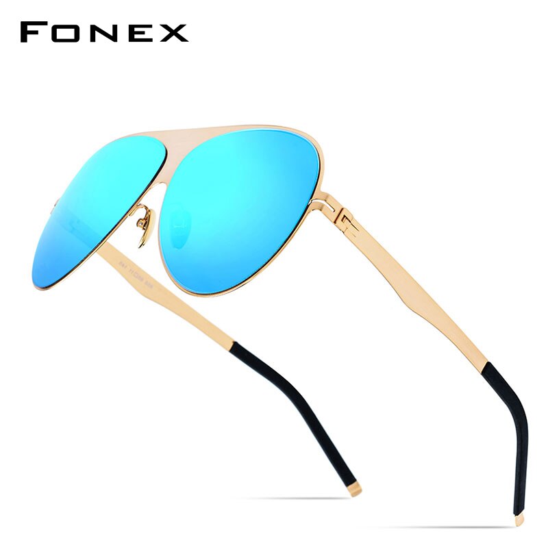 FONEX Aviation Polarized Sunglasses Men 2023  Brand Designer Big Oversize Screwless Eyewear Sun Glasses for Men 856