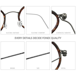 FONEX B Titanium Eyeglasses Frame Men Round Prescription Myopia Optical Frames Women Glasses 2023 Korean Screwless Eyewear 7512