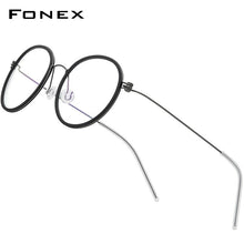 Carica l&#39;immagine nel visualizzatore di Gallery, FONEX B Titanium Eyeglasses Frame Men Round Prescription Myopia Optical Frames Women Glasses 2023 Korean Screwless Eyewear 7512