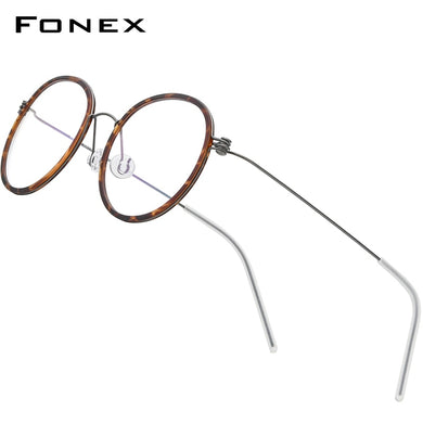 FONEX B Titanium Glasses Frame Men Round Myopia Optical Frames Women Prescription Eyeglasses 2023 Korean Screwless Eyewear 7512