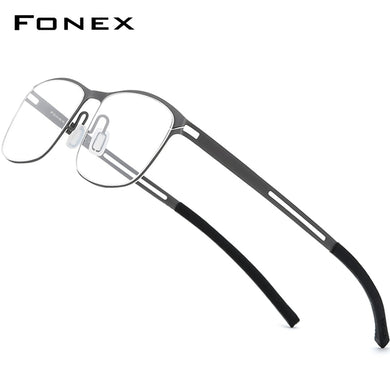 FONEX B Titanium Glasses Frame Men Square Optical Prescription Eyeglasses 2023 Antiskid Silicone Screwless Eyewear 8529