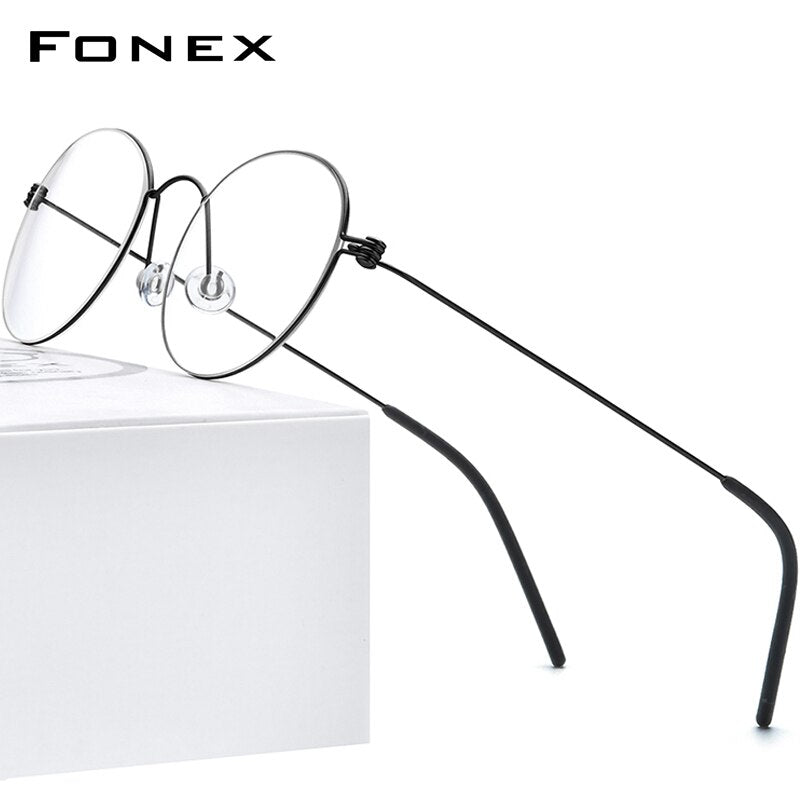 FONEX B Titanium Glasses Frame Women Prescription Eyeglasses Men Korean Myopia Optical Frames Morten Screwless Eyewear 7510