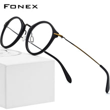 Load image into Gallery viewer, FONEX B Titanium Optical Glasses Frame Women Vintage Round Prescription Eyeglasses Men Myopia Acetate Spectacles Eyewear 852