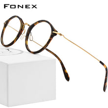Load image into Gallery viewer, FONEX B Titanium Optical Glasses Frame Women Vintage Round Prescription Eyeglasses Men Myopia Acetate Spectacles Eyewear 852