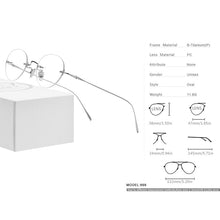 Load image into Gallery viewer, FONEX B Titanium Rimless Glasses Frame Women Prescription Eyeglasses Myopia Optical Frames Men Vintage Retro Oval Eyewear