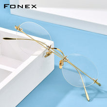 Load image into Gallery viewer, FONEX B Titanium Rimless Glasses Frame Women Prescription Eyeglasses Myopia Optical Frames Men Vintage Retro Oval Eyewear