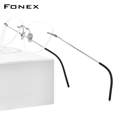 FONEX B Titanium Rimless Glasses Women Eyeglasses Frames Prescription Myopia Optical Men Vintage Oval Eyewear 855