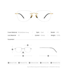 Load image into Gallery viewer, FONEX B Titanium Rimless Glasses Women Eyeglasses Frames Prescription Myopia Optical Men Vintage Oval Eyewear 855