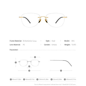 FONEX B Titanium Rimless Glasses Women Eyeglasses Frames Prescription Myopia Optical Men Vintage Oval Eyewear 855