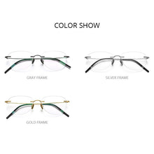 Load image into Gallery viewer, FONEX B Titanium Rimless Glasses Women Eyeglasses Frames Prescription Myopia Optical Men Vintage Oval Eyewear 855