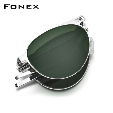 FONEX Polarized Sunglasses Men Portable Folding Pilot Sun Glasses for Man 2023 MaleUV400 Shades with Nylon Lens F1025